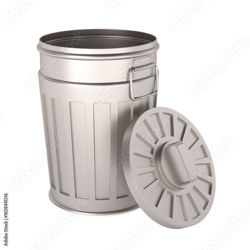 Open garbage basket on whit...