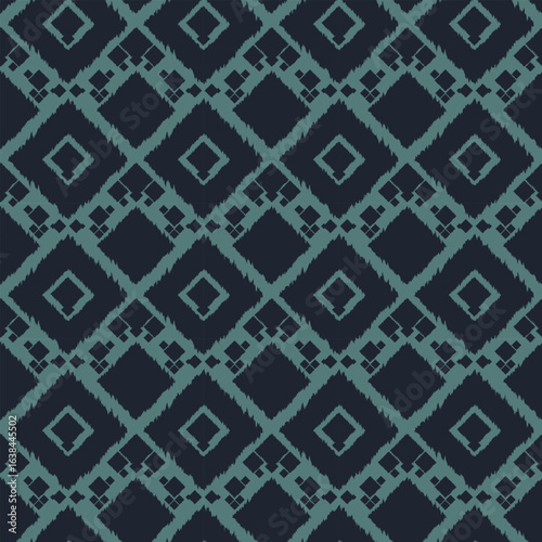 Ikat handwoven diamond – deep indigo earth luxe seamless pattern