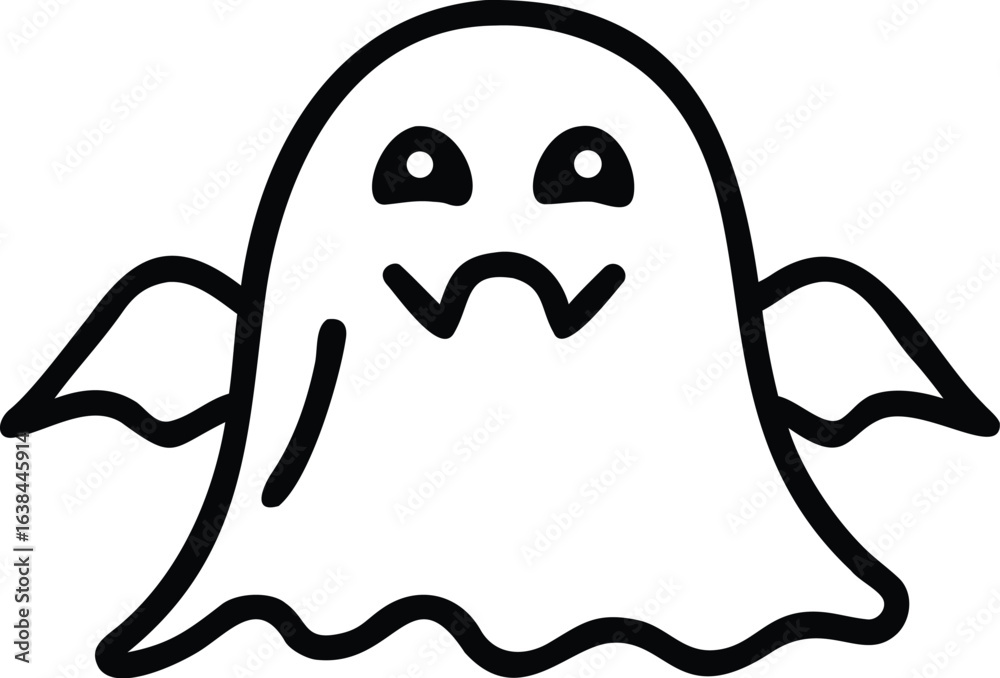 Obraz premium Cute ghost with wings isolated on white background