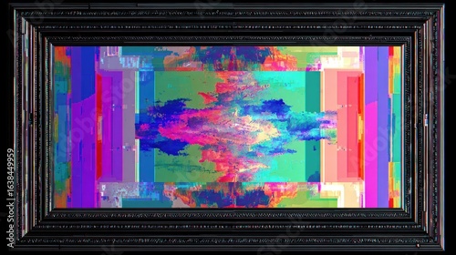 Framed glitch art digital painting