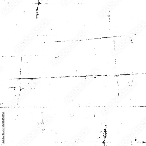 Black thin Grunge Scratched Grid Texture Vector Background isolated on white