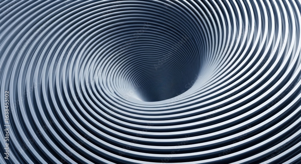 Obraz premium A mesmerizing spiral tunnel created with smooth, metallic material, creating a sense of depth and motion