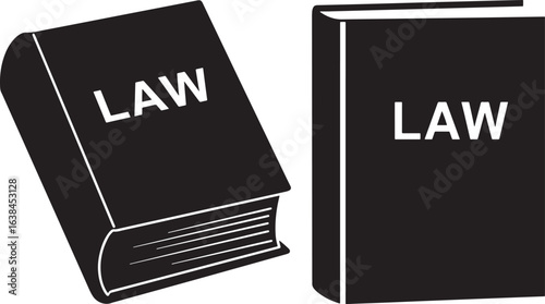 Two law books silhouette on white background