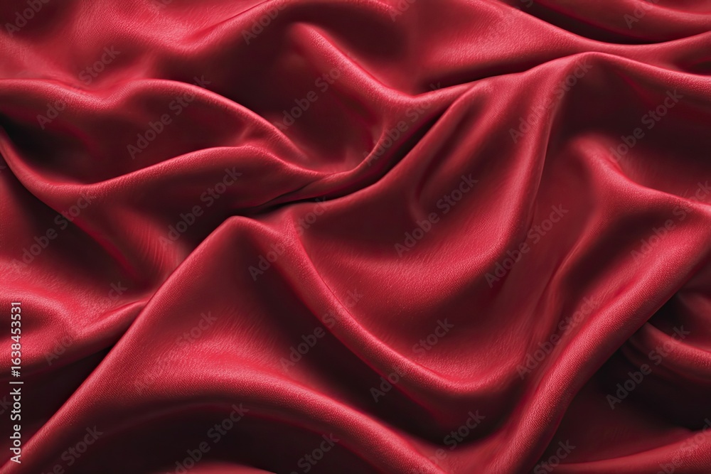 Obraz premium Deep crimson silk fabric draped in flowing, smooth folds