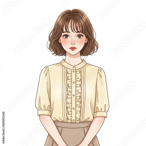 Vector art of portrait of a beautiful young woman isolated on white background
