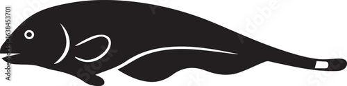 Black silhouette of a fish with a white eye animal