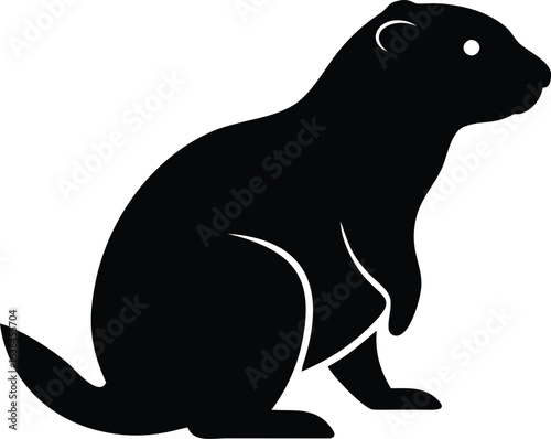 Prairie dog rodent silhouette vector icon isolated on white for wildlife forest and nature design