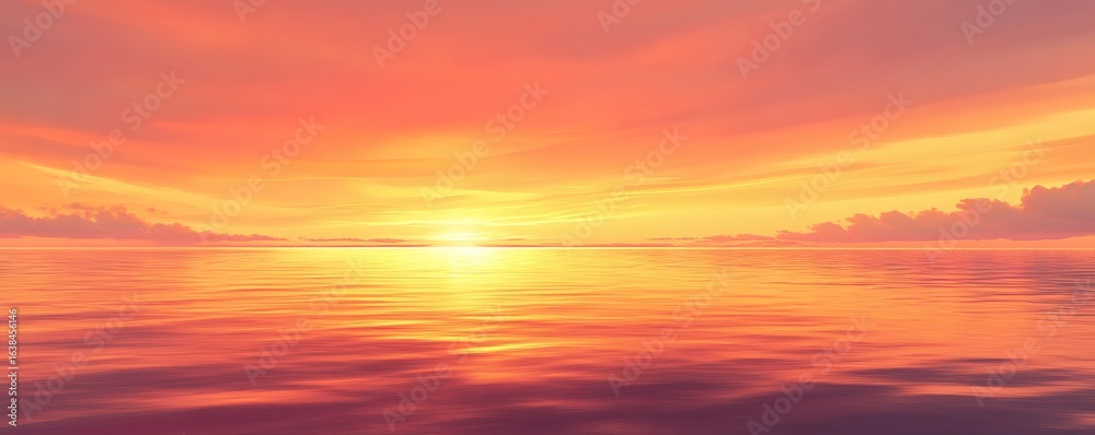 Fototapeta premium Vibrant sunset over a calm sea.