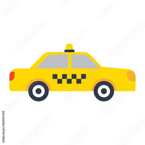 Yellow taxi cab vehicle flat design icon on white background