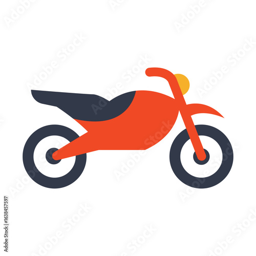 Vibrant red motocross motorcycle presented in a flat design style