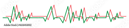 Heartbeat Line Graph Icon, ECG Pulse Wave in Red and Green