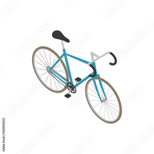Isometric blue racing bicycle illustration isolated on white background