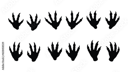 Footprints of the Wild: A collection of intricate animal footprints etched in stark black against a clean canvas, hinting at the journey of life and the tracks left behind.