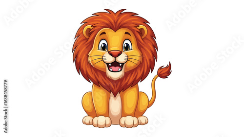 Cute Cartoon Lion: A friendly cartoon lion with a majestic mane and a playful expression, ready to bring joy and cheer to any creative project.