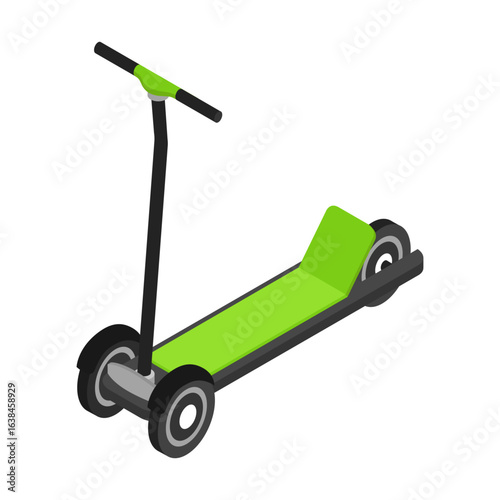 Isometric Green Scooter Eco-Friendly Urban Transportation Concept