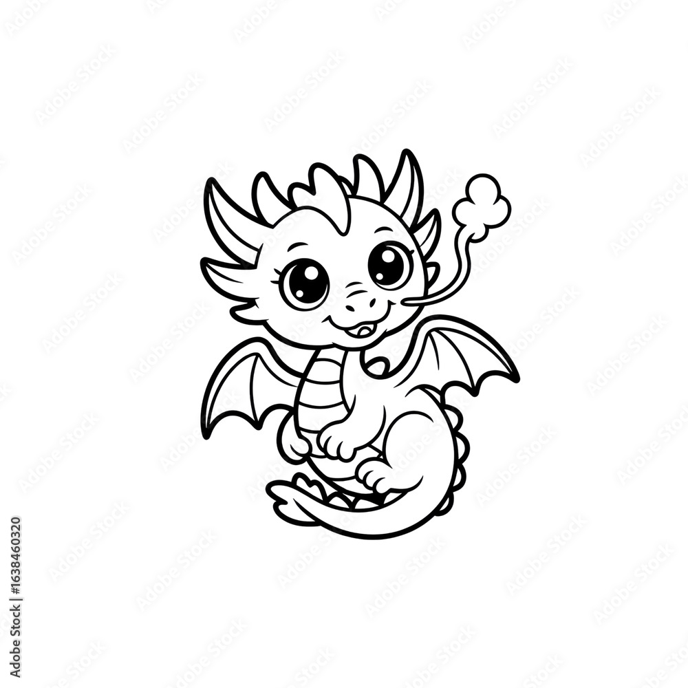 Fototapeta premium Adorable Baby Dragon Illustration Cute Fantasy Creature Design