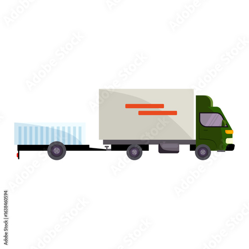 Commercial logistics truck with a cargo trailer for freight transport