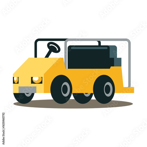 Illustration of a yellow airport luggage tractor for ground transportation