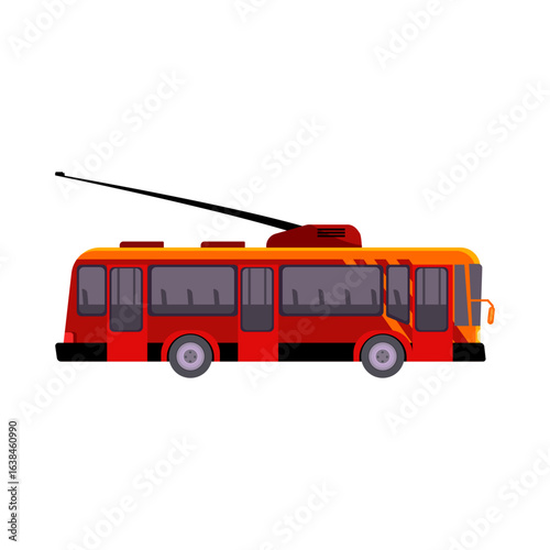 Red trolleybus illustration of eco-friendly urban electric transportation
