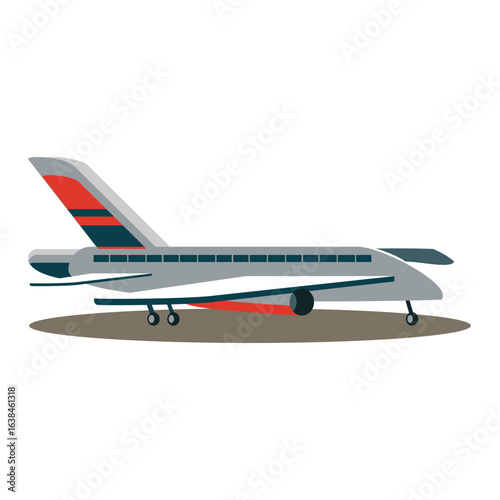 Stylized passenger airplane parked at the airport for air travel concept