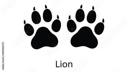 Lion Footprint: Bold black lion footprint, a powerful emblem of wildlife in this striking illustration.