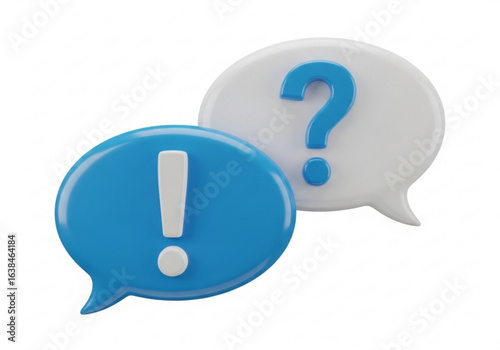 Vector art of question mark and exclamation point speech bubbles isolated on white background