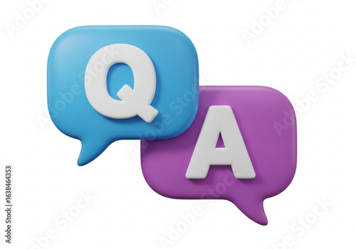 Vector art of question and answer speech bubble 3d render isolated on white background