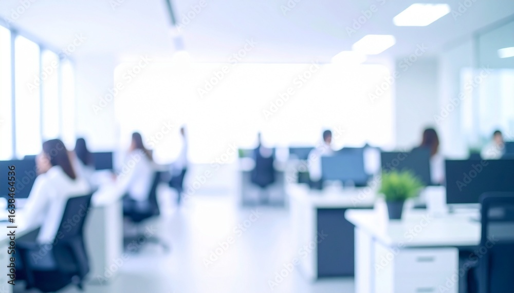 Fototapeta premium 白色基調のぼやけた画像のオフィスイメージ