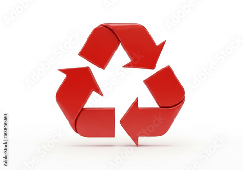 Vector art of red recycle arrow symbol isolated on white background represents sustainability