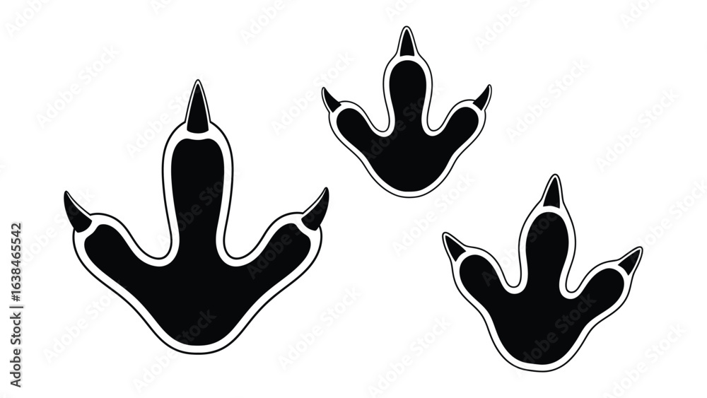 Obraz premium Dinosaur Footprints: a stark illustration of ancient life, rendered in black on a clean surface, this image evokes the mystery and majesty of creatures from a bygone era.
