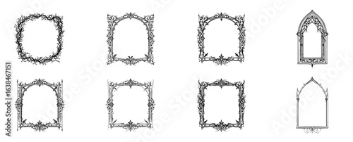 Gothic Tribal Frame Tattoo Design Vector Illustration