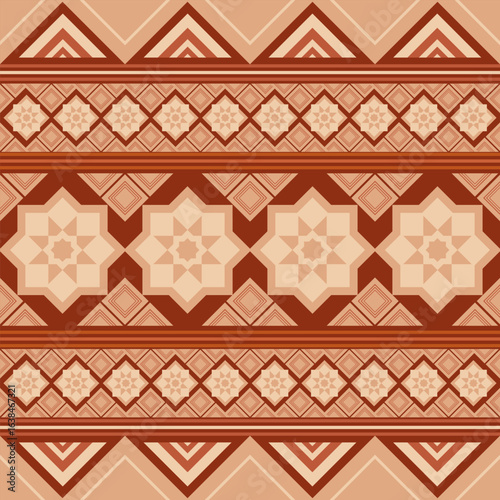 Aztec geometric revival – warm rustic clay seamless pattern