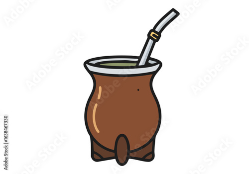 Wallpaper Mural A stylized illustration of a mate gourd with a straw, representing Uruguay's social tradition. Simple, graphic design with a focus on cultural identity. Torontodigital.ca