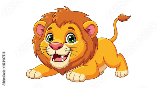 Cute Cartoon Lion: A delightful cartoon lion, with a golden mane and playful grin, embodies the charm and wonder of the animal kingdom.