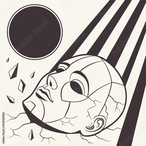 "Cracked face illustration."