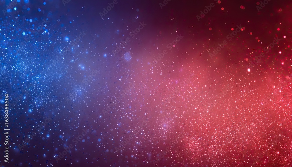 Fototapeta premium Cosmic, blurred gradient of blue and red, speckled with tiny lights