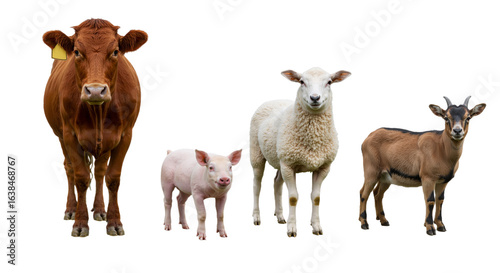 Farm Animals Cow, Pig, Sheep, and Goat - A Collection of Livestock Images