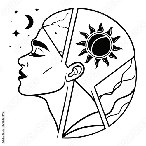 "Cracked face illustration."