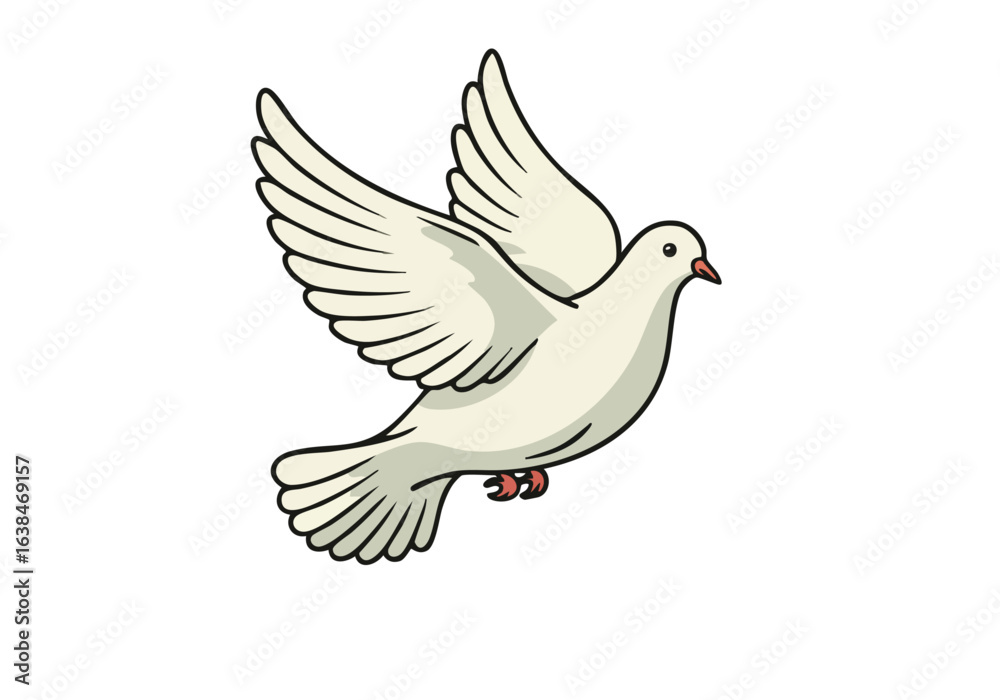 Obraz premium A stylized white dove in flight, symbolizing 'Freedom Peace Flight'. Simple, elegant design on a soft yellow background. Ideal for peace, freedom, and hope themes.