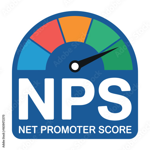 Net Promoter Score NPS Gauge Vector Illustration with Needle Pointing to Green Zone for Customer Satisfaction
