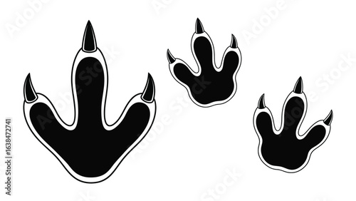Dinosaur Footprints: Illustrative footprints of a prehistoric dinosaur, depicting the size, shape, and scale of an ancient predator.