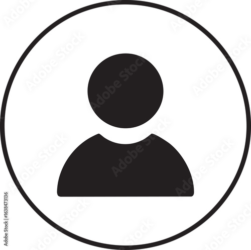 Simple black silhouette of a person in a circle icon
