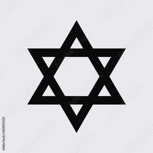 Black star of david symbol on a light gray background