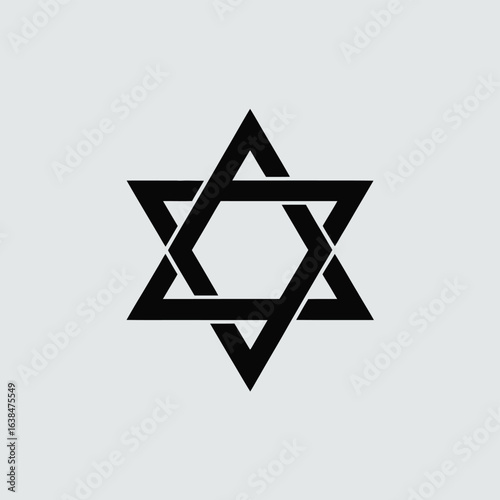 Black star of david symbol on a light grey background