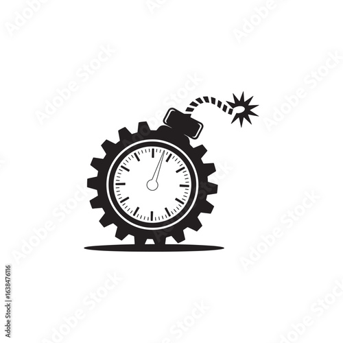Clock icon vector illustration, Time Bomb Gear Icon Explosive Clock Mechanism Concept Illustration