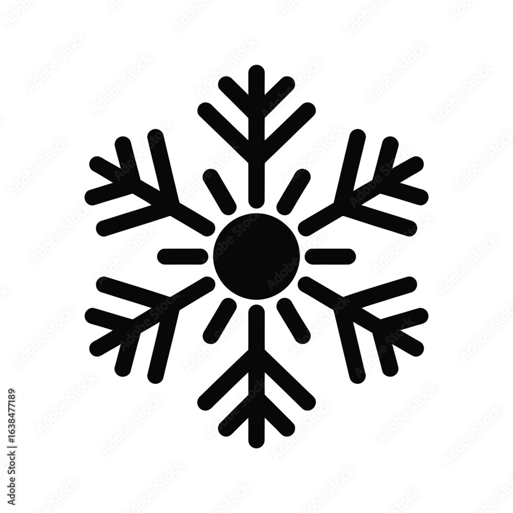 Fototapeta premium Simple black snowflake icon on white background