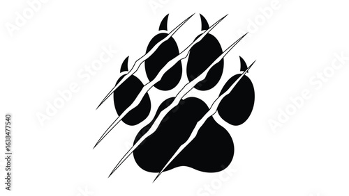 Paw Print and Claw Marks: A bold, graphic representation of a powerful animal's paw print with claw marks, this image embodies the essence of untamed wilderness.