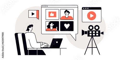 Person using laptop for video calls and content creation