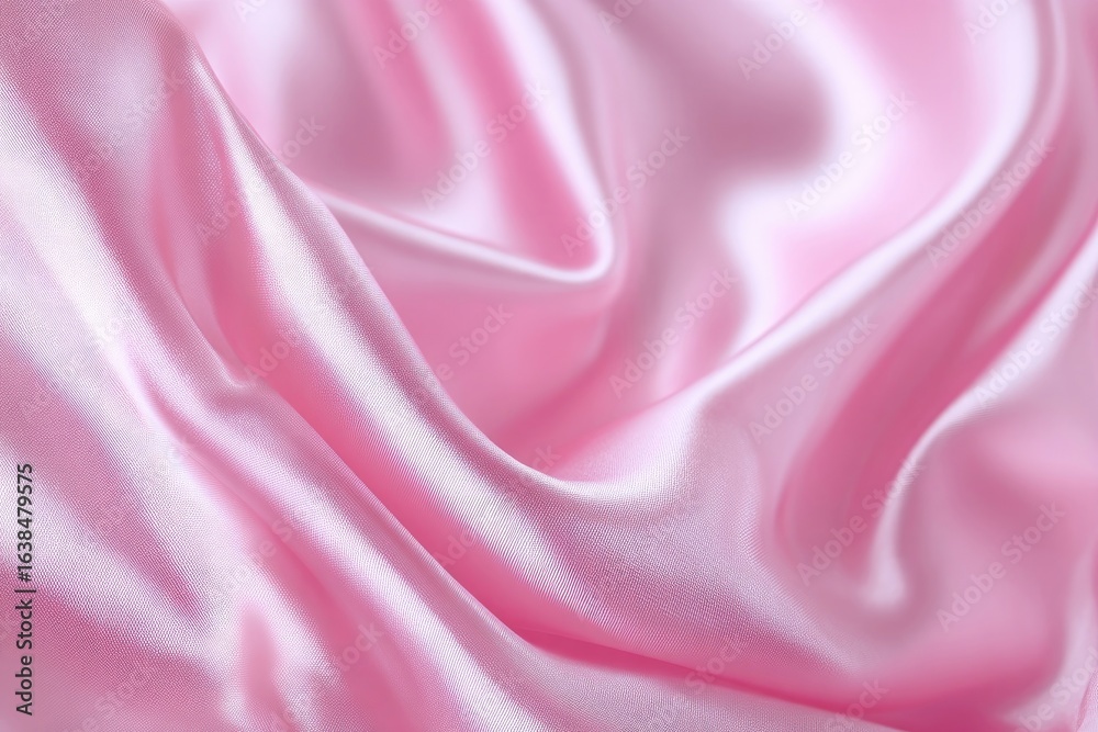 Fototapeta premium Close-up of flowing, soft, pink silk fabric