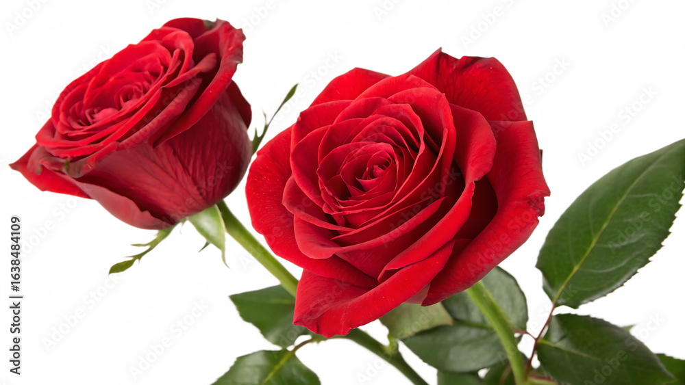 Fototapeta premium Roses double red isolated on white background PNG. AI GENERATED.